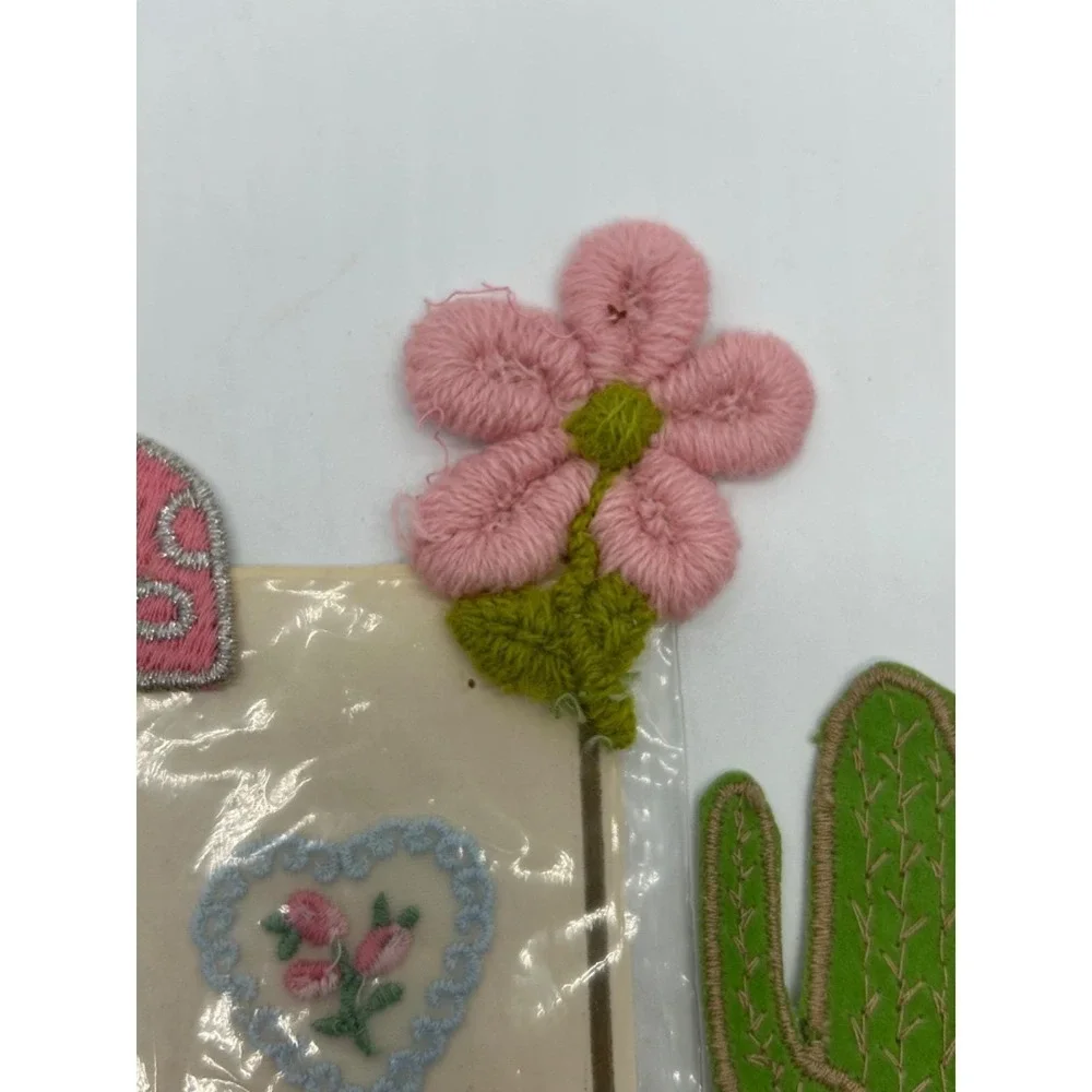 Vintage 60's Hippy Lot of‎ 7 Patches Owl Flower Mushroom Lamb Cactus & Hearts
